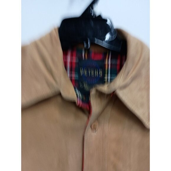 VTG Peters Mens Jacket Small Brown Suede Leather Shacket Flannel Lined Outdoor - Picture 2 of 7